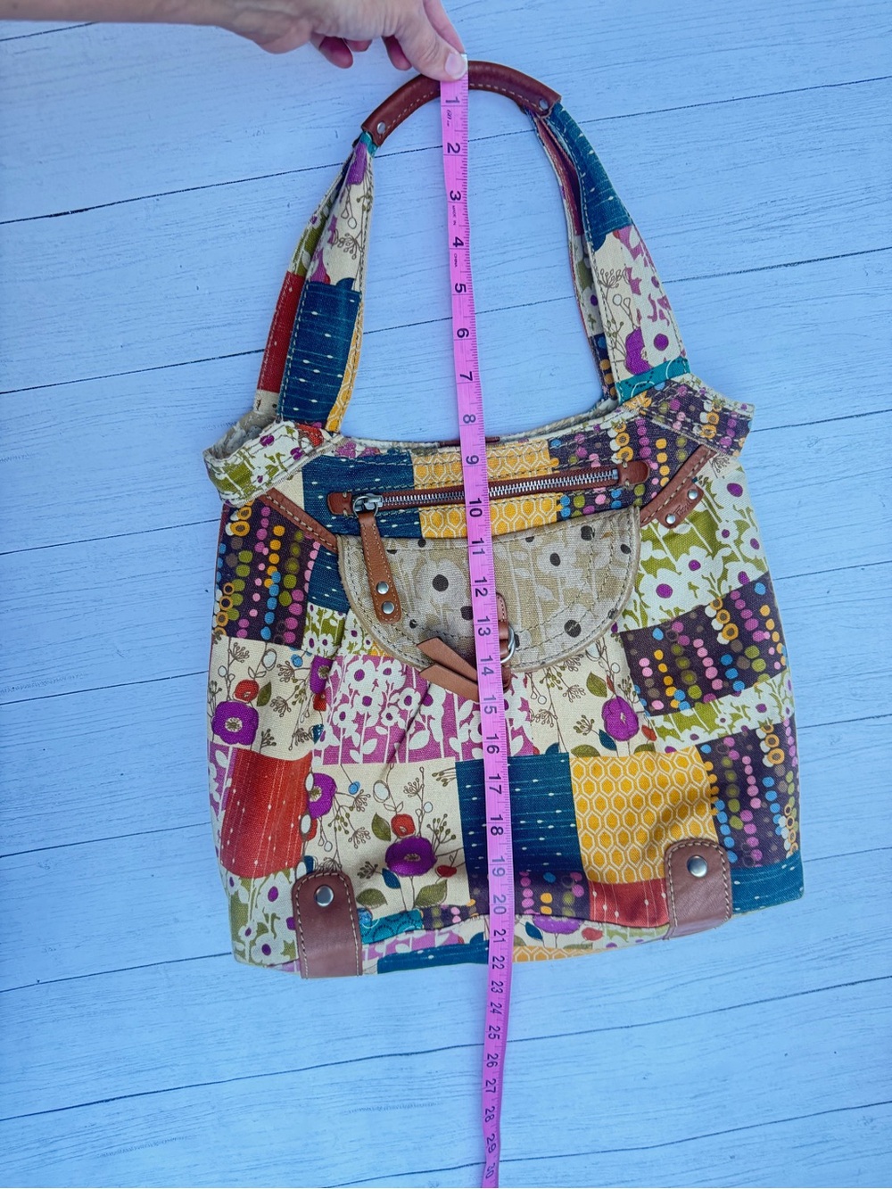 Fossil Patchwork Floral Canvas Shoulder Bag + Wallet Boho Y2K cottagecore - Picture 5 of 17